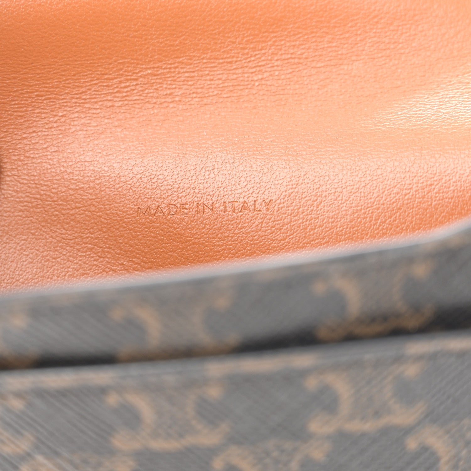 Celine Triomphe Canvas Lambskin Phone Pouch With Flap Tan 7 of 11