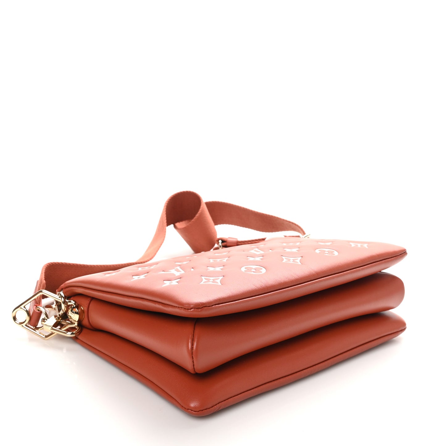 Lambskin Embossed Monogram Coussin PM Terracotta Brown