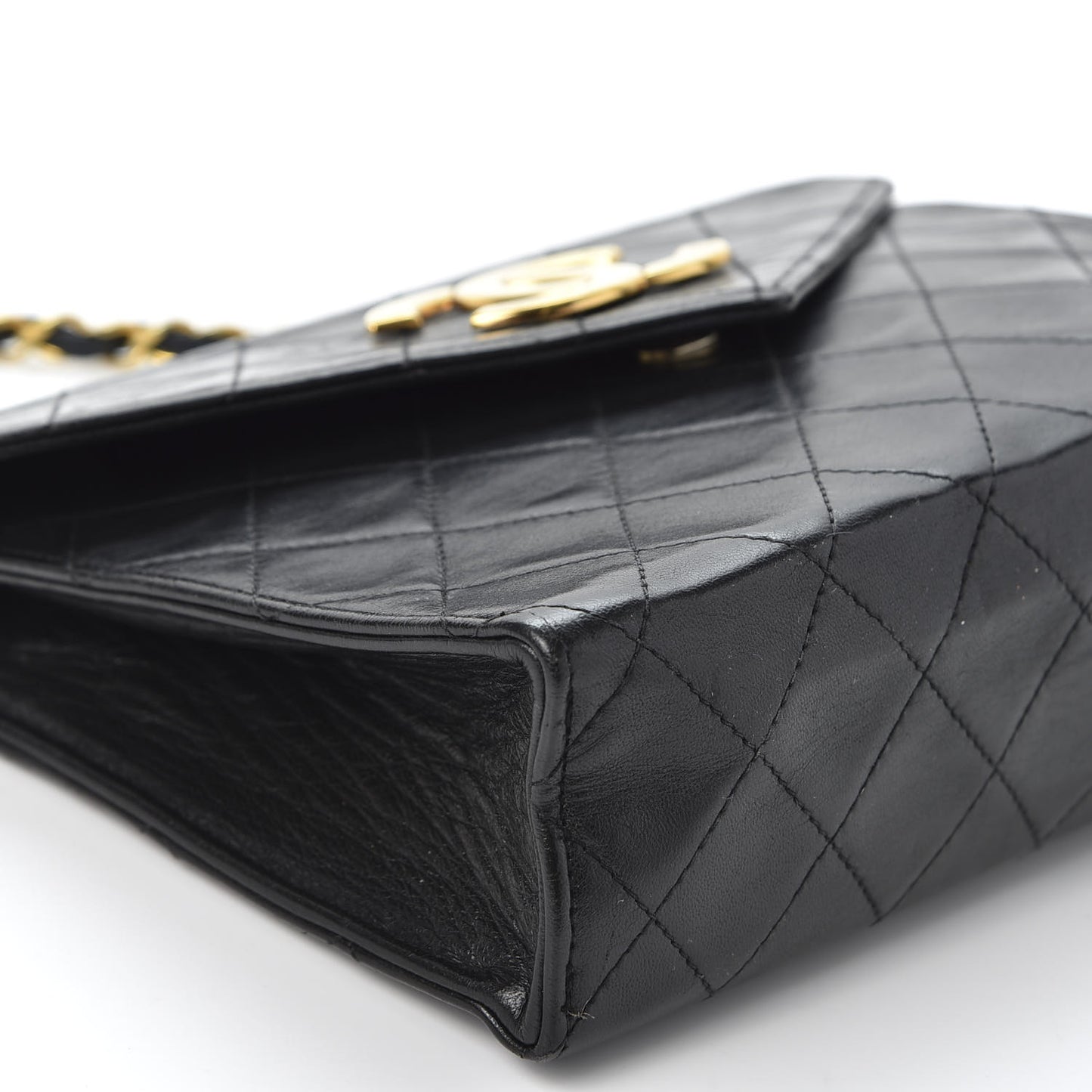 Lambskin Quilted Mini Square Flap Bag Black