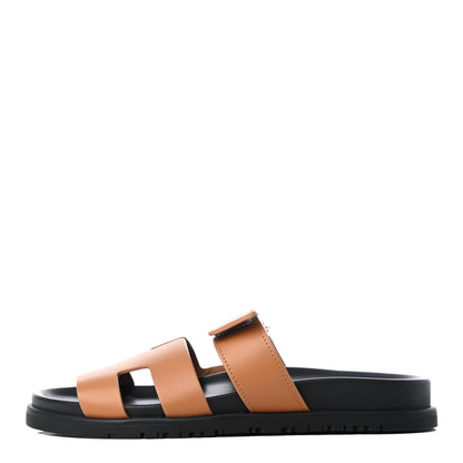Hermes Calfskin Womens Chypre Sandals 37 Naturel 1 of 9