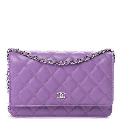 Chanel Lambskin Quilted Wallet On Chain WOC Purple 1 of 12
