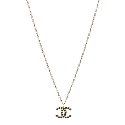 Chanel Crystal CC Chain Necklace Gold Black 1 of 5