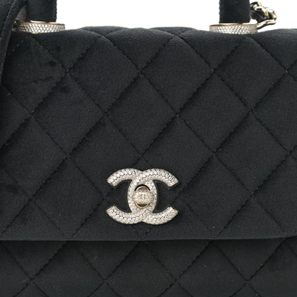 Chanel Velvet Crystal Quilted Extra Mini Coco Handle Flap Black 11 of 11