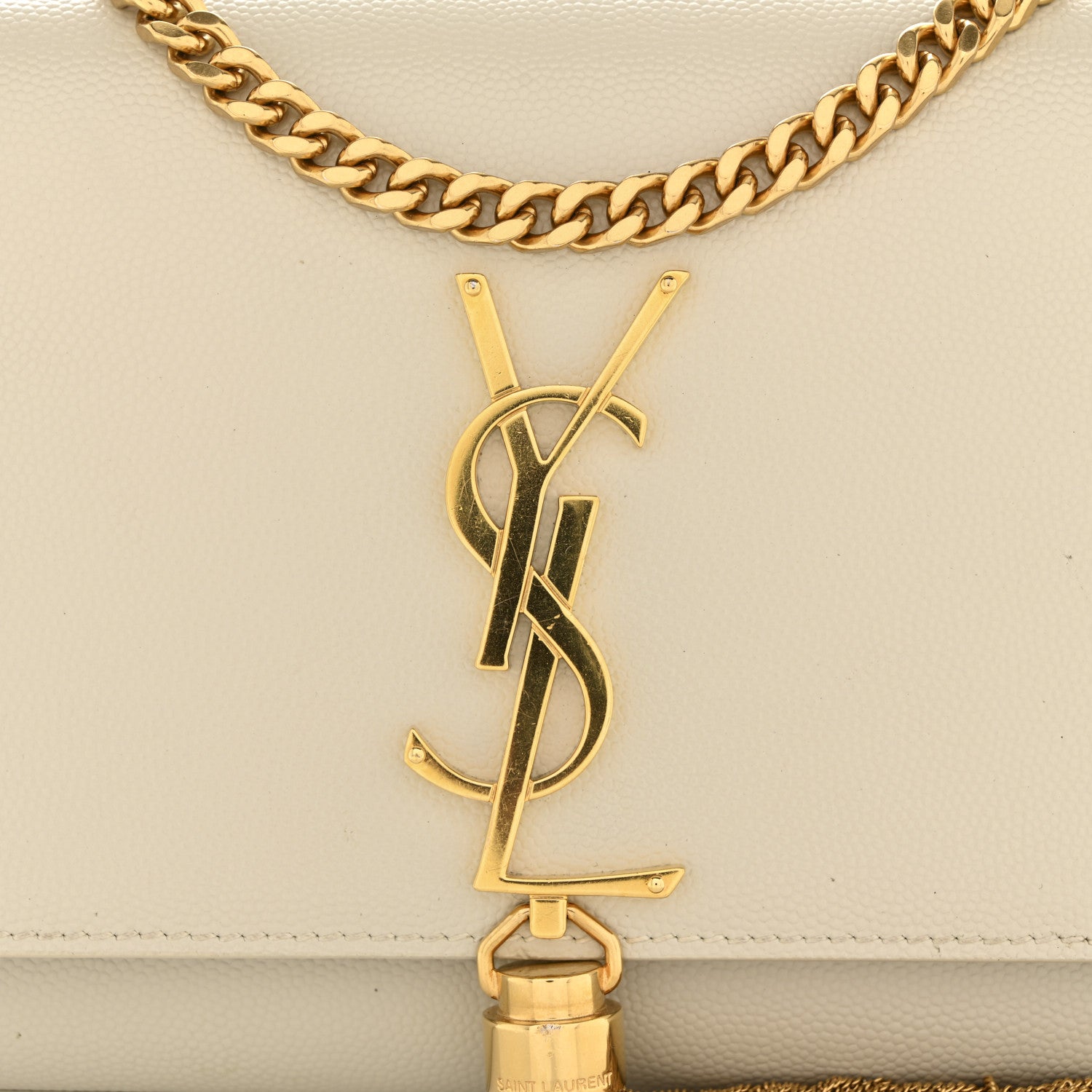 Saint Laurent Grain De Poudre Small Classic Monogram Kate Tassel Satchel Blanc Vintage 11 of 11