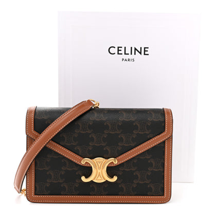 Celine Triomphe Canvas Calfskin Margo Wallet on Chain Tan 13 of 13