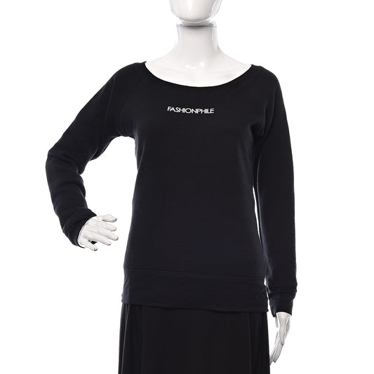 FASHIONPHILE Wide Neck Sweatshirt Black
