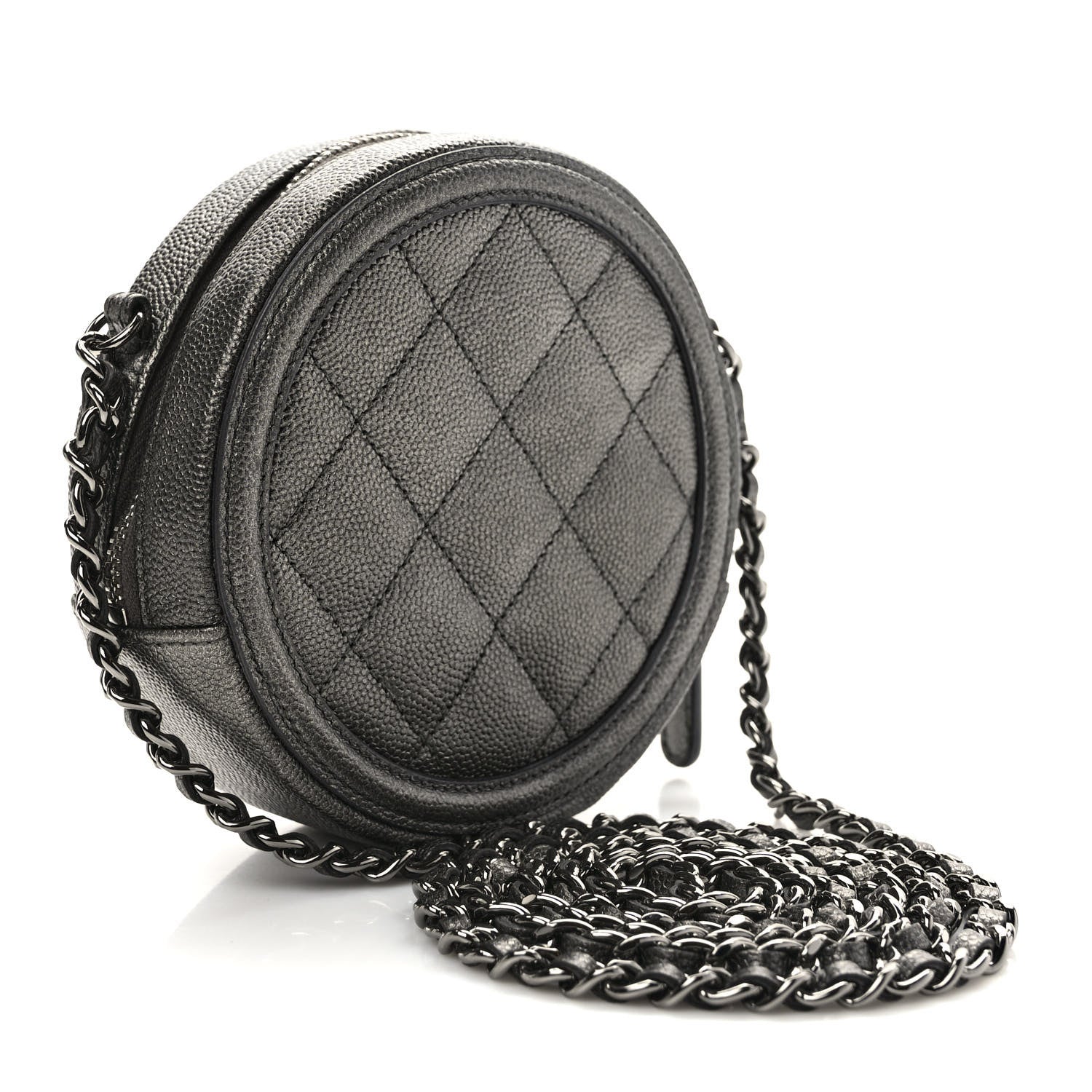 Chanel Metallic Caviar Quilted Round Filigree Crossbody Ruthenium 3 of 10