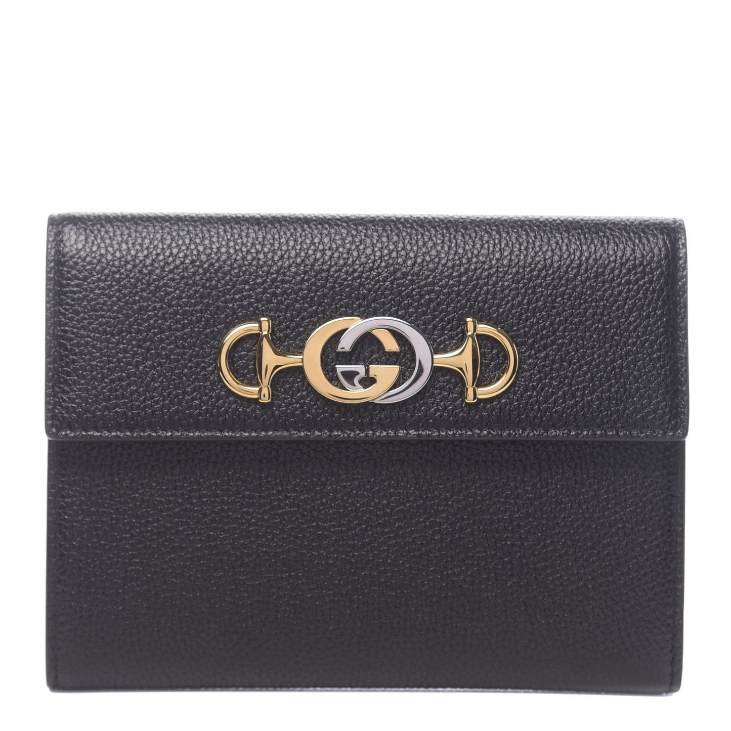 Grainy Calfskin Zumi Flap Card Case Black