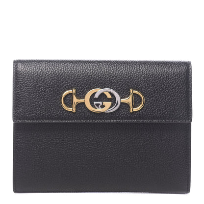 Gucci Grainy Calfskin Zumi Flap Card Case Black 1 of 8