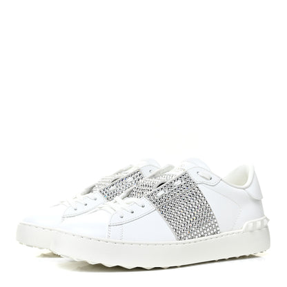 Valentino Garavani Calfskin Crystal Rockstud Open Sneakers 39 White Ice 3 of 8