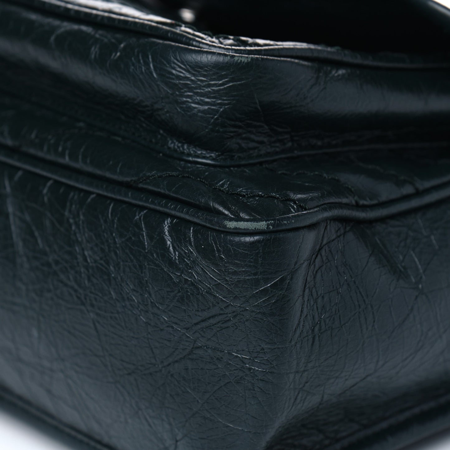 Crinkled Calfskin Matelasse Monogram Medium Niki Chain Satchel Peacock Green