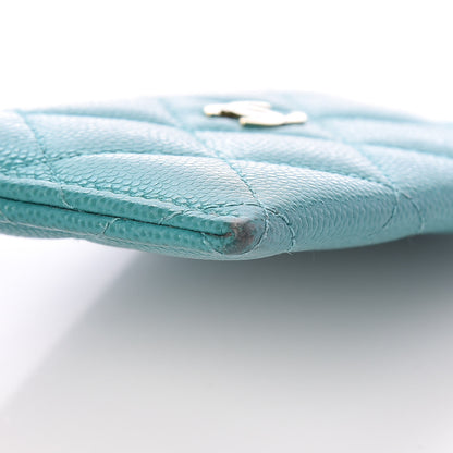 Chanel Caviar Quilted Card Holder Turquoise 11 of 12