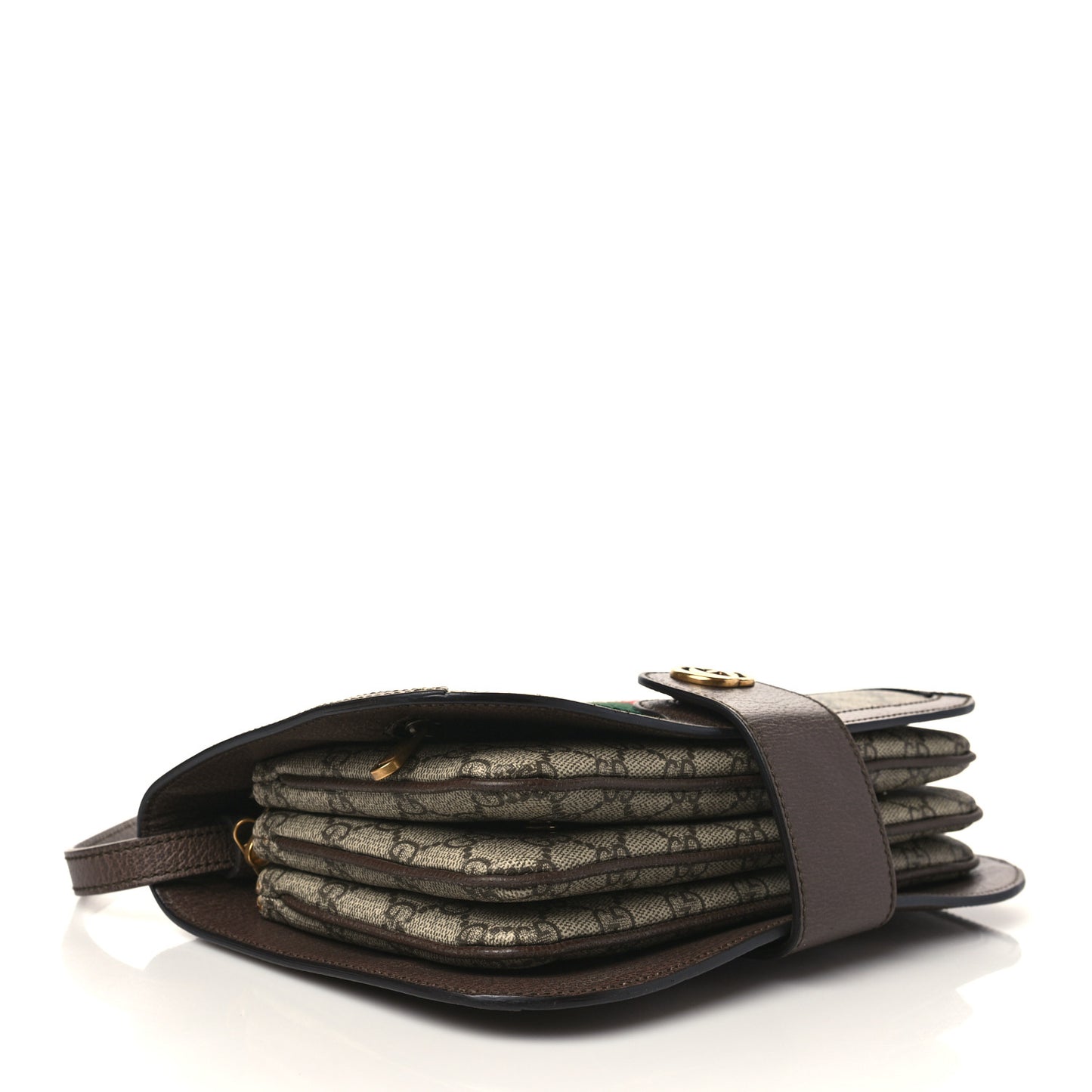 GG Supreme Monogram Web Ophidia Flap Messenger Bag Beige New Acero