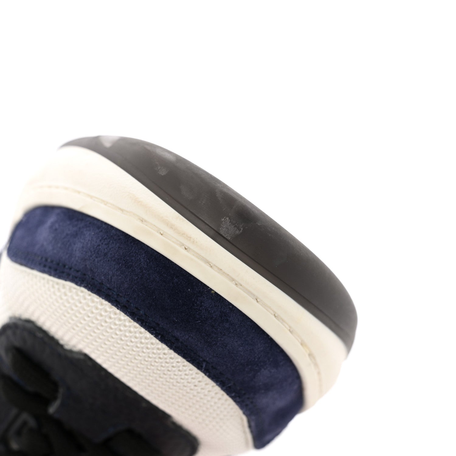 Chanel Suede Fabric Grained Calfskin Womens CC High Top Sneakers 37 White Navy 17 of 21