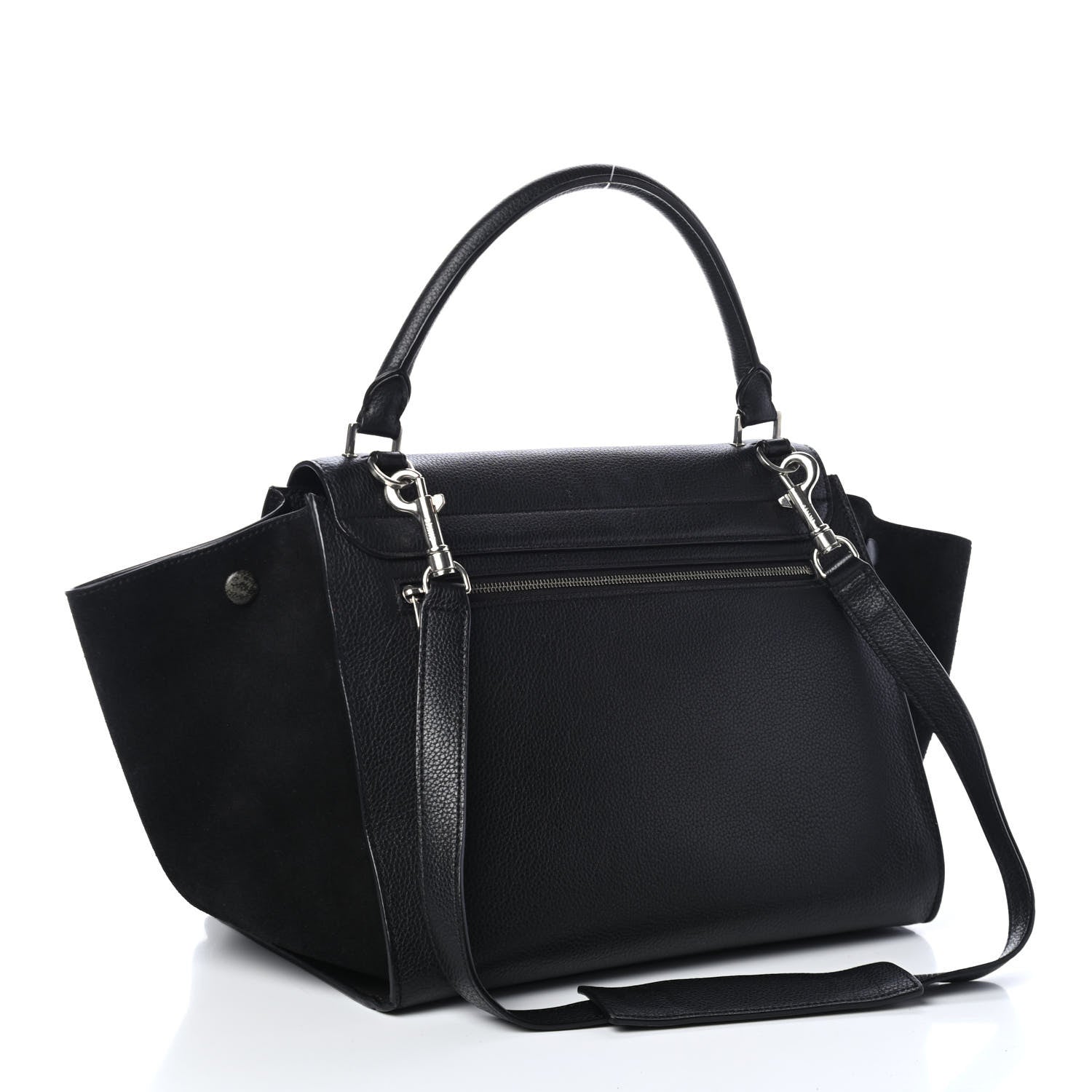 Celine Drummed Calfskin Suede Medium Trapeze Black 2 of 4