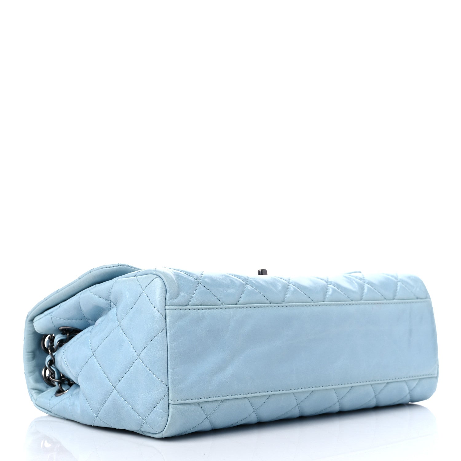 Chanel Glazed Calfskin Quilted Large Coco Soft Flap Light Blue 4 of 9