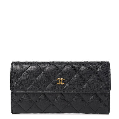 Chanel Caviar Quilted Large Gusset Flap Wallet Black 1 of 9