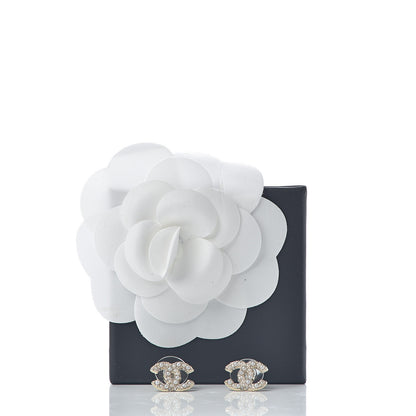 Chanel Metal Graduated Pearl Crystal CC Earrings Light Gold 5 of 5