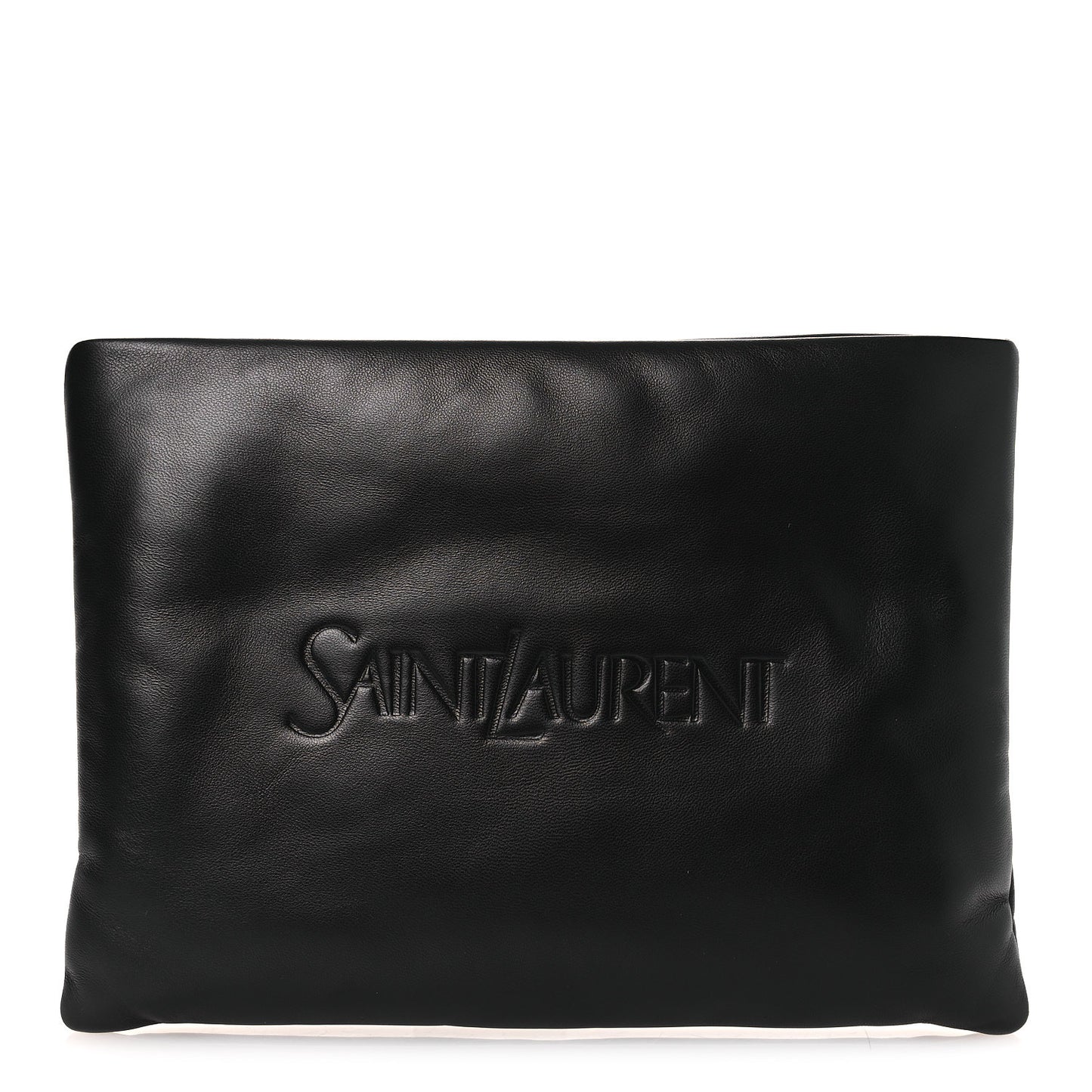 Lambskin Large Puffy Pouch Black