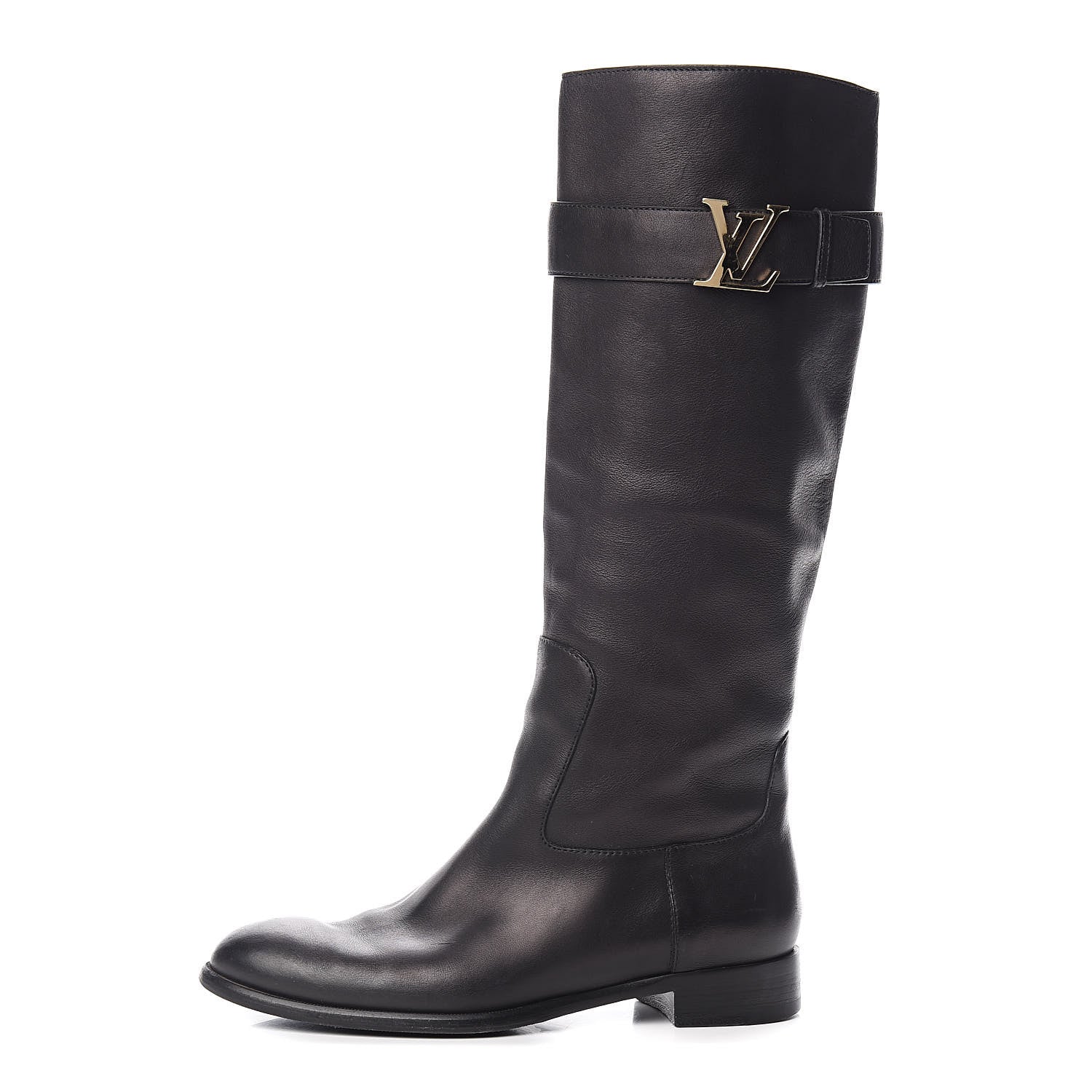 Louis Vuitton Calfskin Legacy Flat High Boots 38 Black 1 of 8