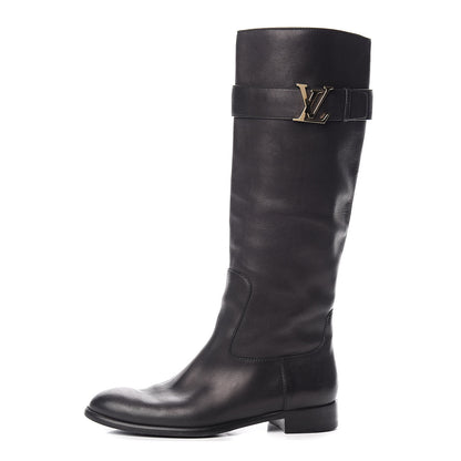 Louis Vuitton Calfskin Legacy Flat High Boots 38 Black 1 of 8