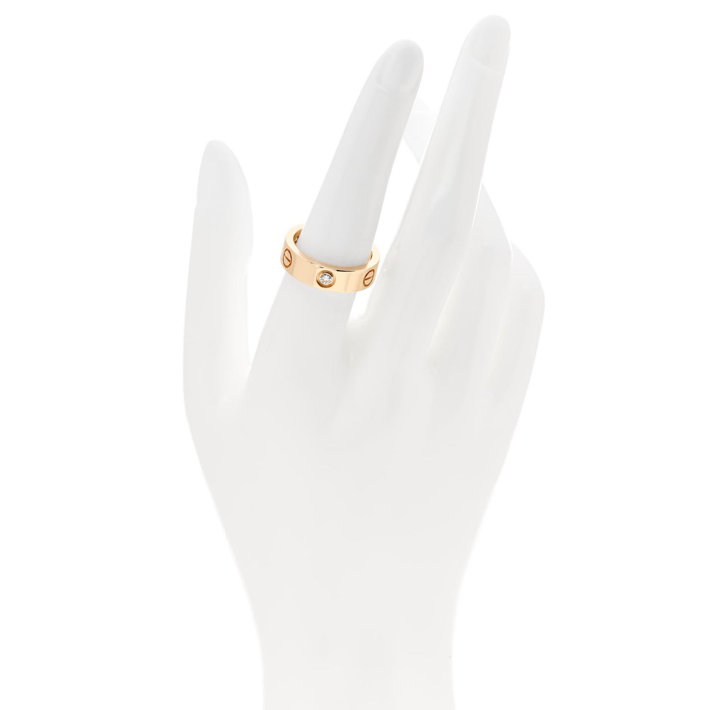18K Yellow Gold 3 Diamond 5.5mm LOVE Ring 55 7.25