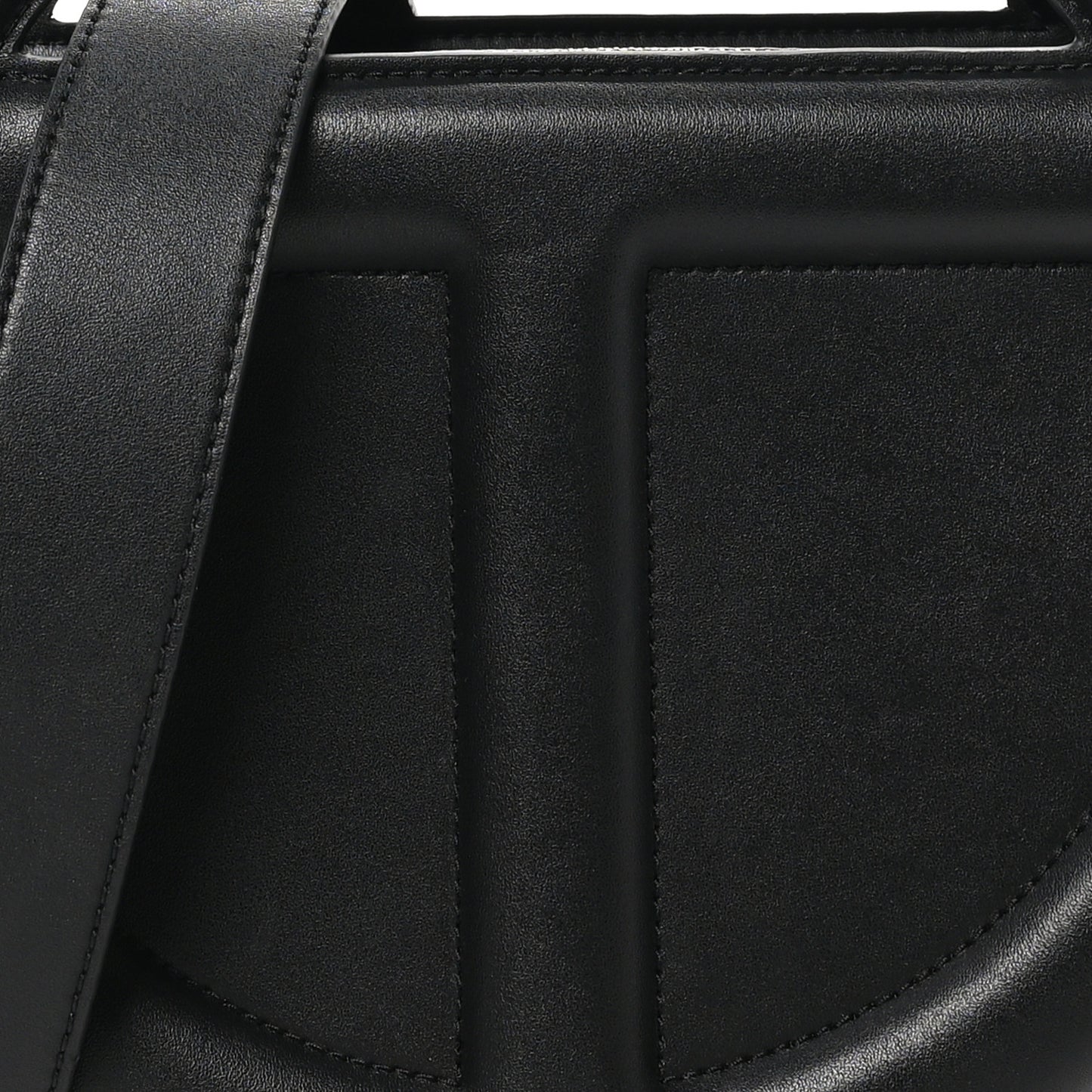 Vegan Leather Round Circle Bag Black