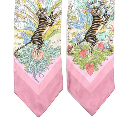Gucci Silk Twill Savanny Neck Bow Scarf Ivory Pink 2 of 4