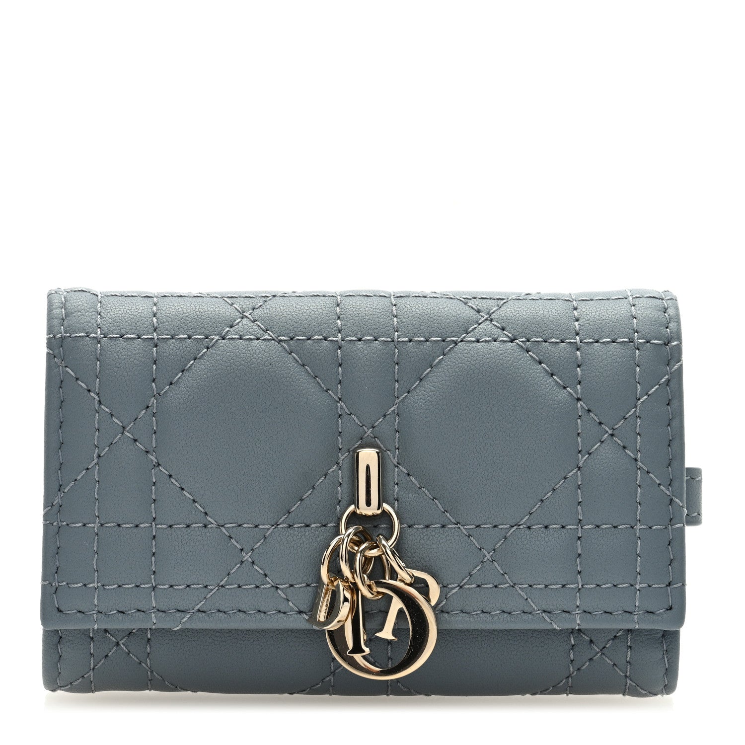 Christian Dior Lambskin Cannage Miss Dior 4 Key Holder Wallet Cloud Blue 1 of 7