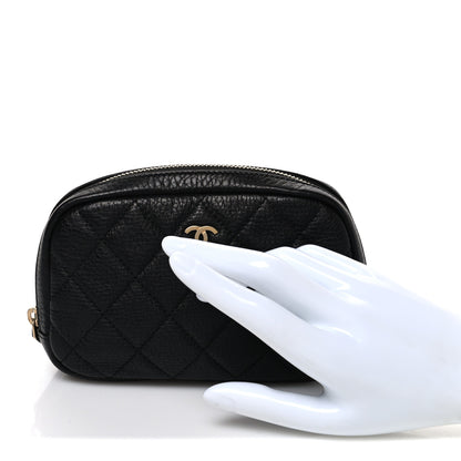 Chanel Caviar Quilted Small Curvy Pouch Cosmetic Case Black 2 of 7