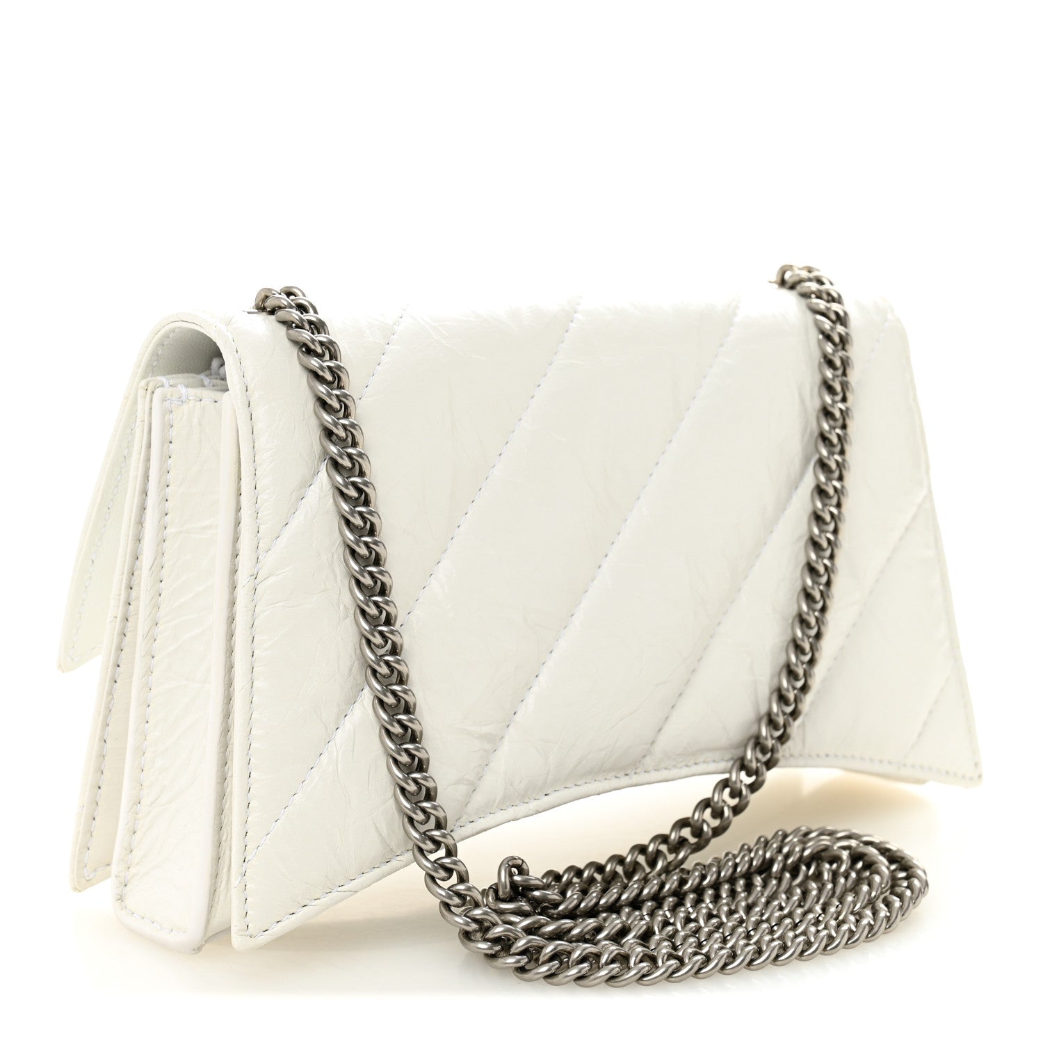 Balenciaga Crushed Calfskin Quilted Small Crush Chain Bag Optic White 3 of 10