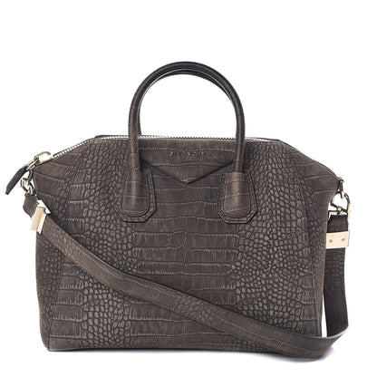 Givenchy Nubuck Crocodile Embossed Medium Antigona Brown 1 of 10
