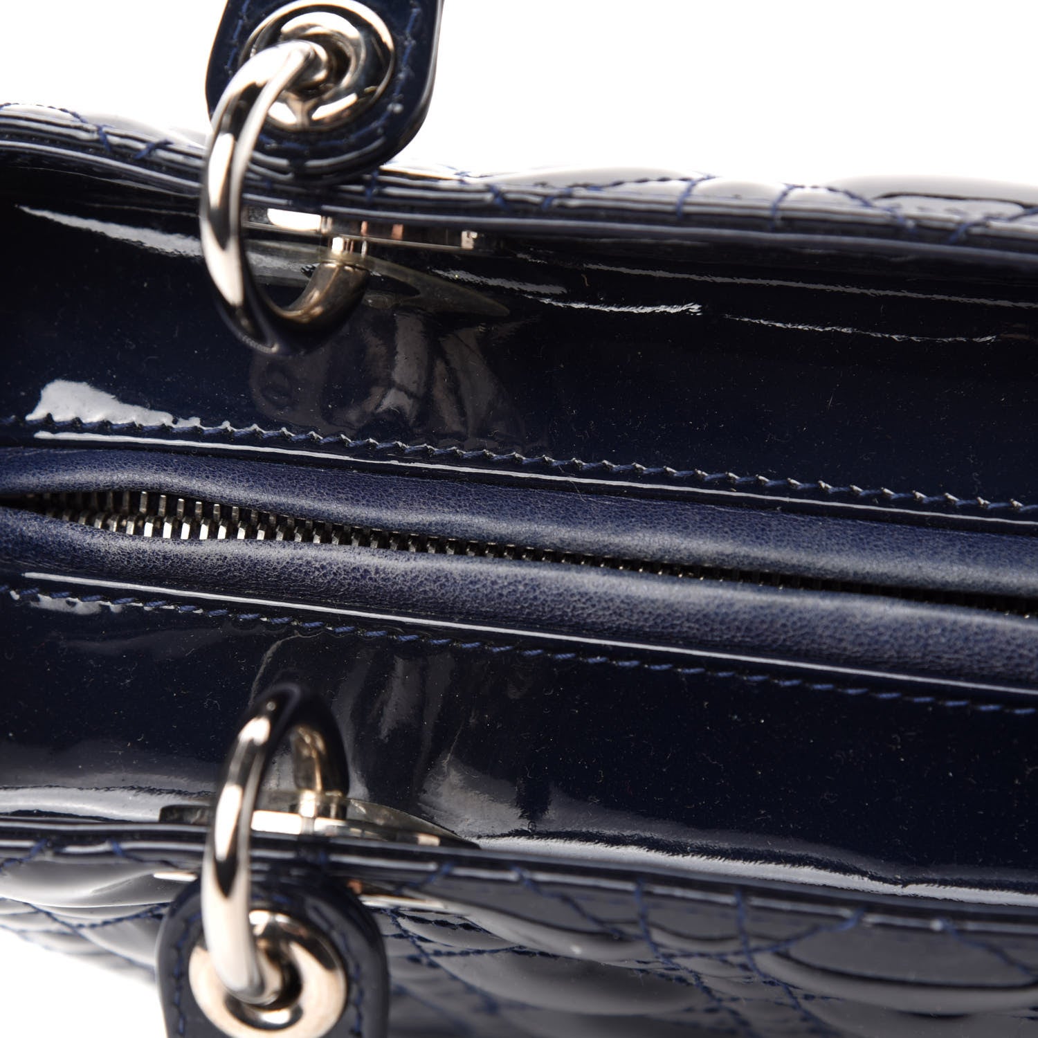 Christian Dior Patent Cannage Medium Lady Dior Navy Blue 8 of 12