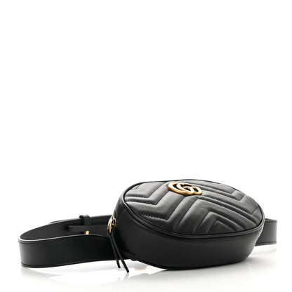 Gucci Calfskin Matelasse GG Marmont Belt Bag 85 34 Black 4 of 11