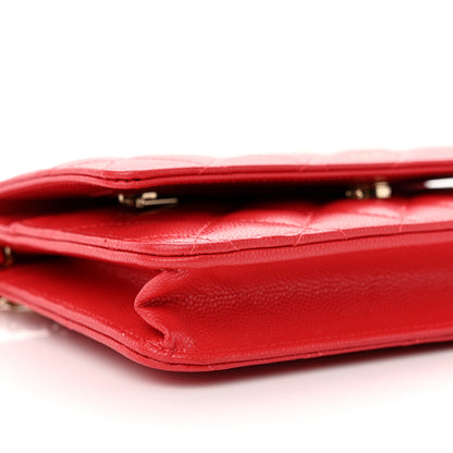 Chanel Caviar Quilted Wallet On Chain WOC Red 10 of 13