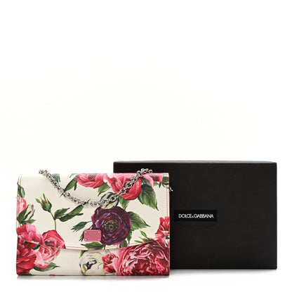 Dolce & Gabbana Dauphine Floral Print Wallet On Chain White Pink 14 of 14