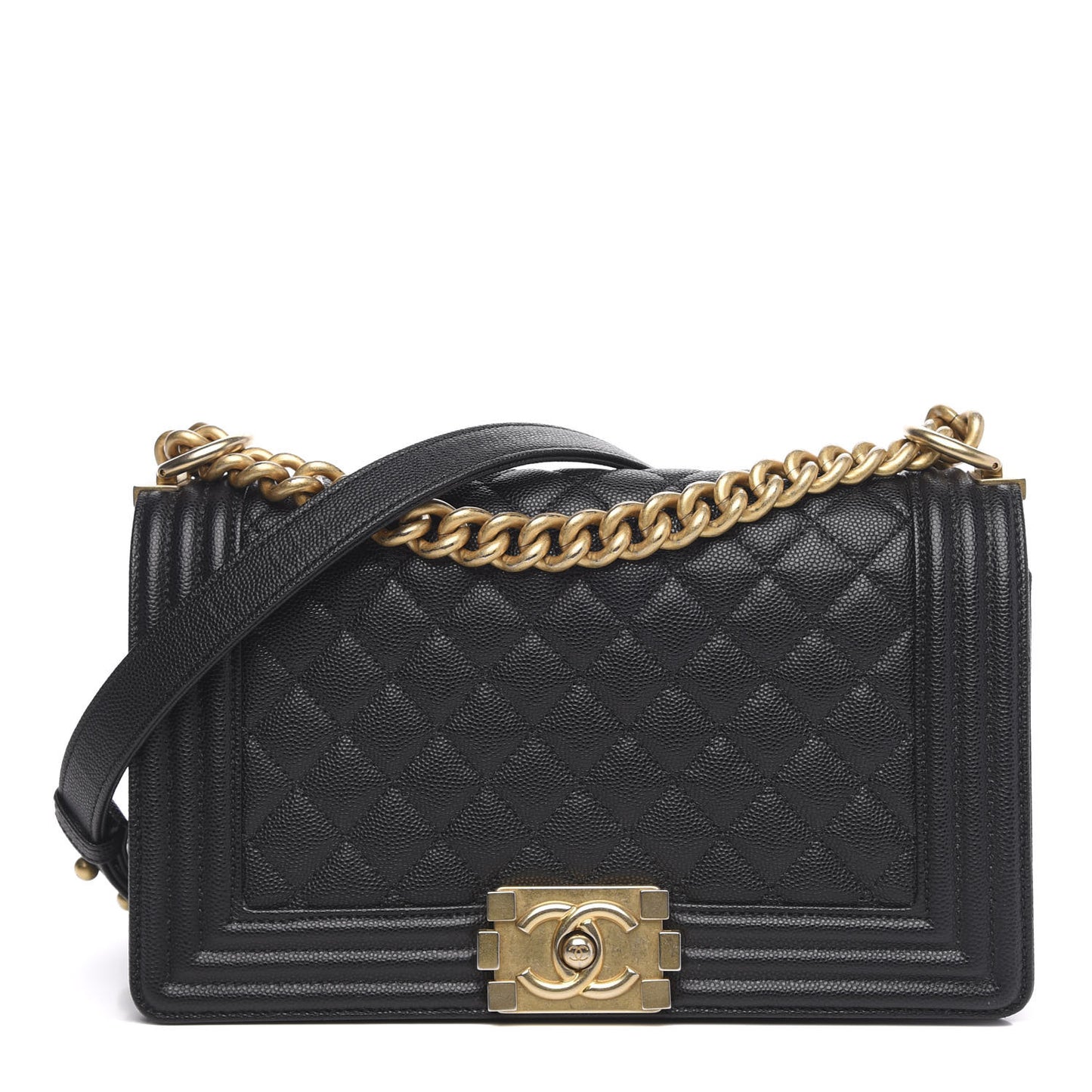 Caviar Quilted Medium Boy Flap Black