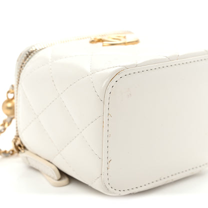 Chanel Calfskin Quilted Mini Perfect Fit Vanity Case With Chain White 8 of 10