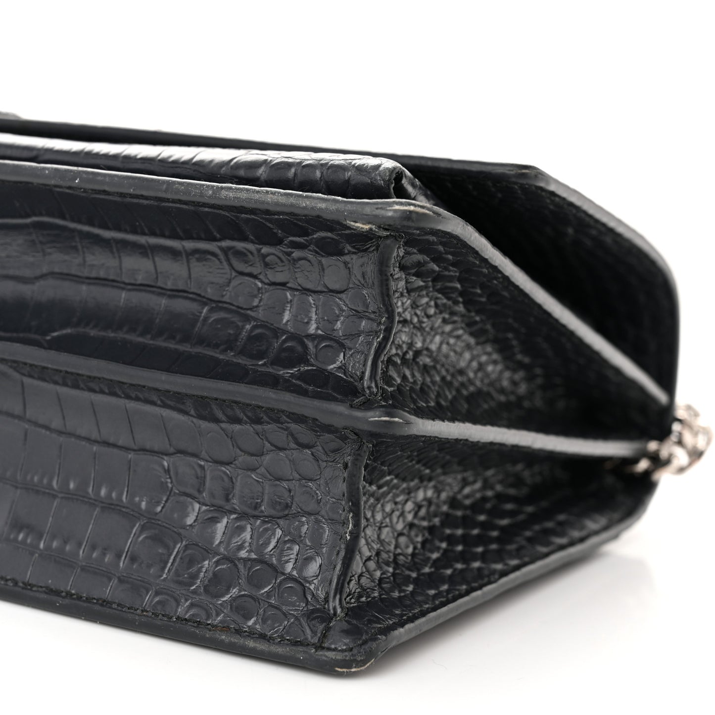 Calfskin Crocodile Embossed Medium Monogram Sunset New Graphite