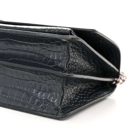 Saint Laurent Calfskin Crocodile Embossed Medium Monogram Sunset New Graphite 10 of 12