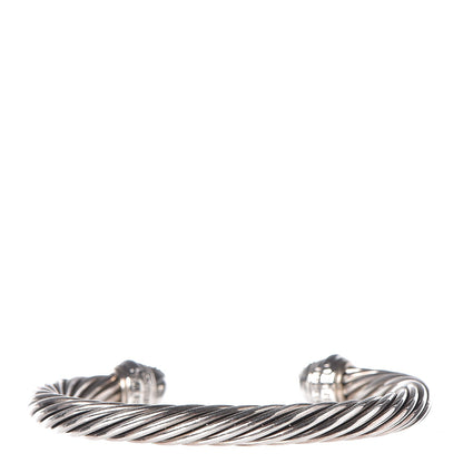 David Yurman Sterling Silver 18K White Gold Pave Diamond 7mm Cable Classics Bracelet M 3 of 5