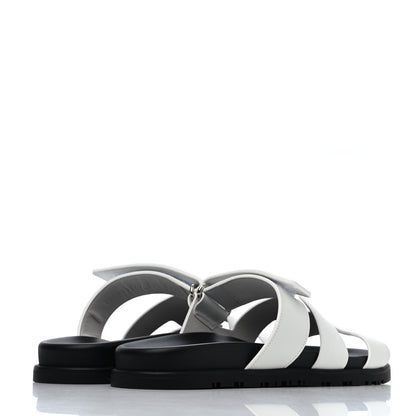 Hermes Calfskin Womens Chypre Sandals 38.5 White 3 of 4