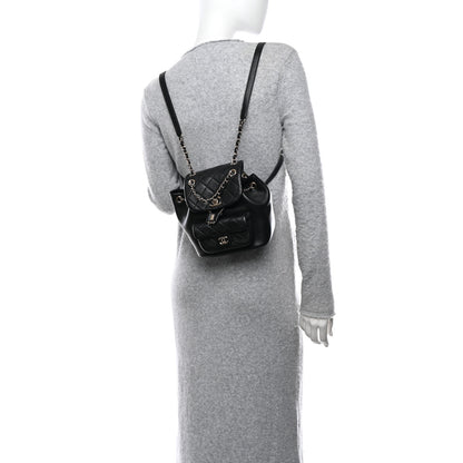 Chanel Lambskin Quilted Small Duma Drawstring Backpack Black 2 of 11