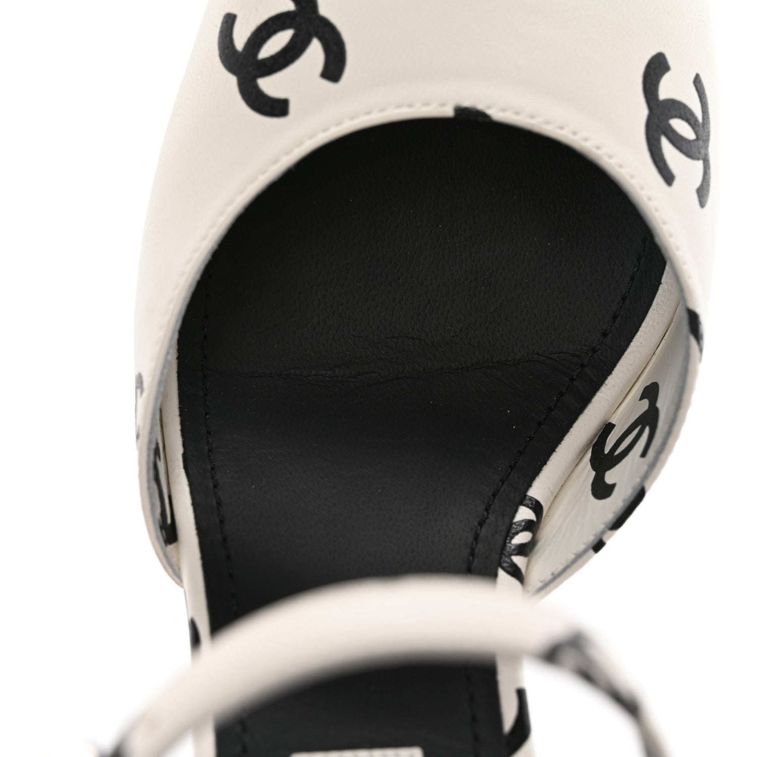 Chanel Printed Lambskin Coco Beach Sandals 39 White Black 11 of 19