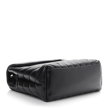 Saint Laurent Calfskin Y Quilted Monogram Small Loulou Chain Satchel Black 4 of 9
