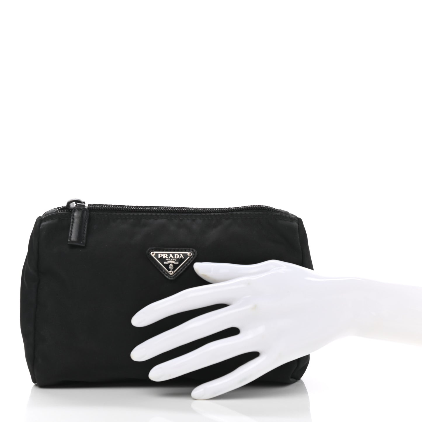 Nylon Tessuto Cosmetic Pouch Black