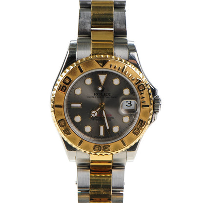 Rolex Stainless Steel 18K Yellow Gold 35mm Oyster Perpetual Date Yacht-Master Watch Slate 168623 1 of 5