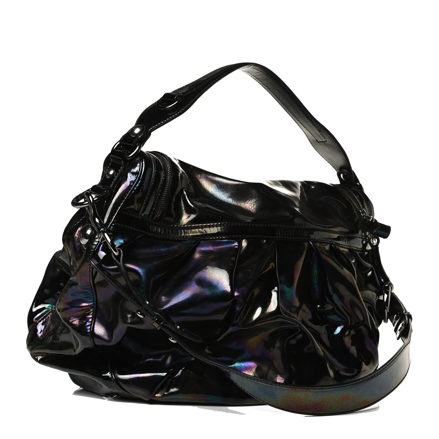Gucci Iridescent Patent Medium Icon Bit Shoulder Bag Black 3 of 17