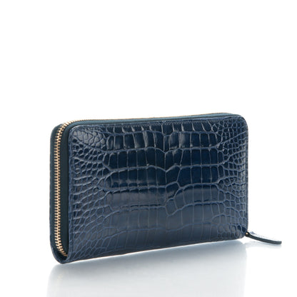 Chanel Alligator Large Gusset Zip Around Wallet Blue 3 of 8