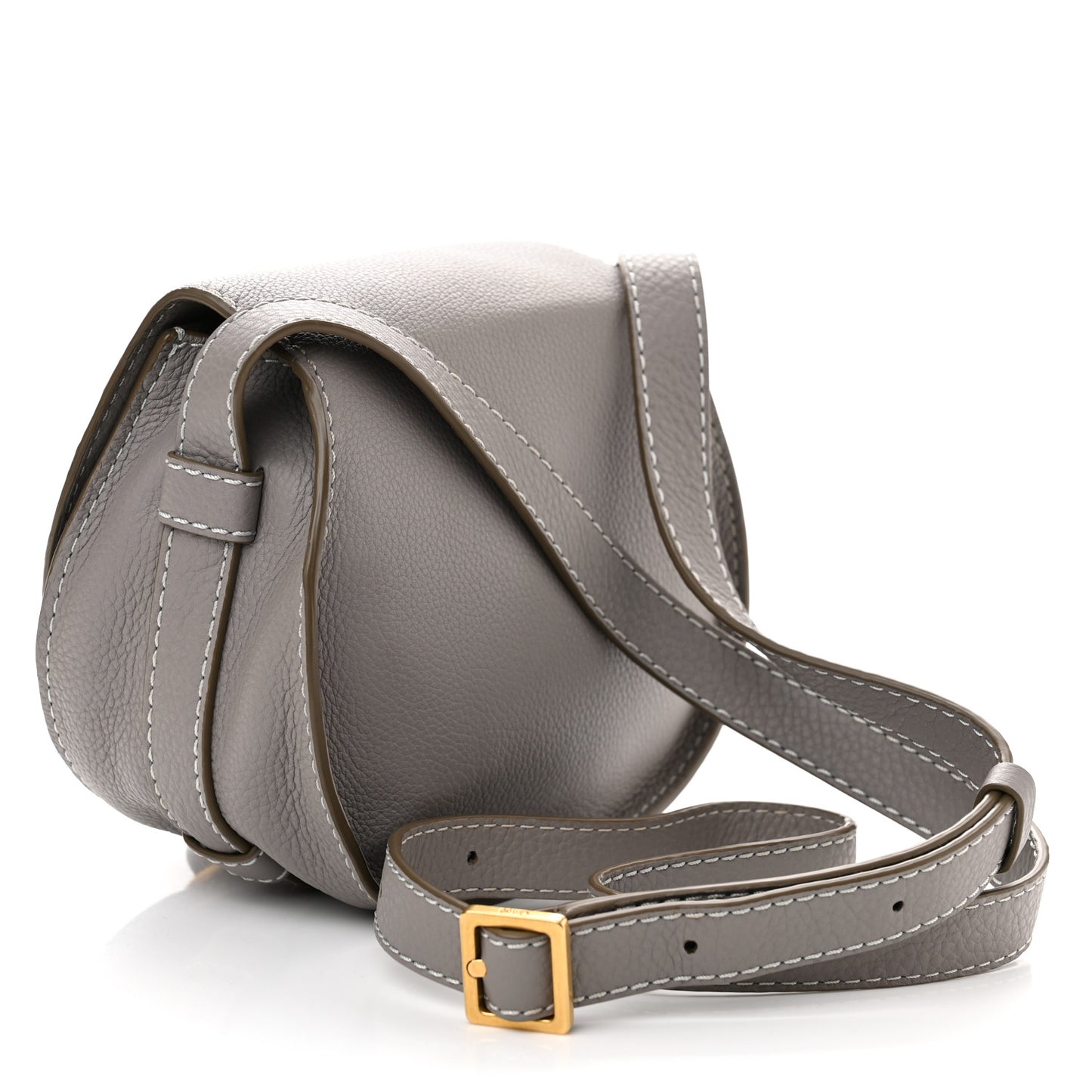 Calfskin Mini Marcie Round Crossbody Bag Grey